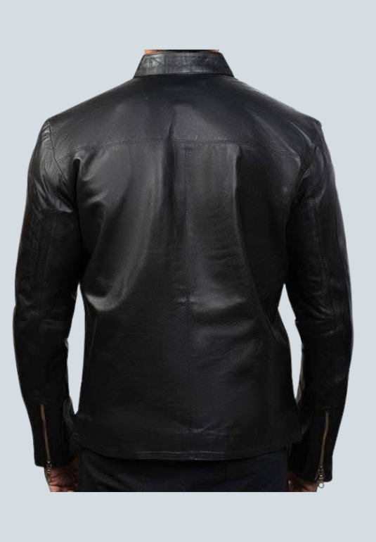 Deni Charcoal Black Biker Leather Jacket